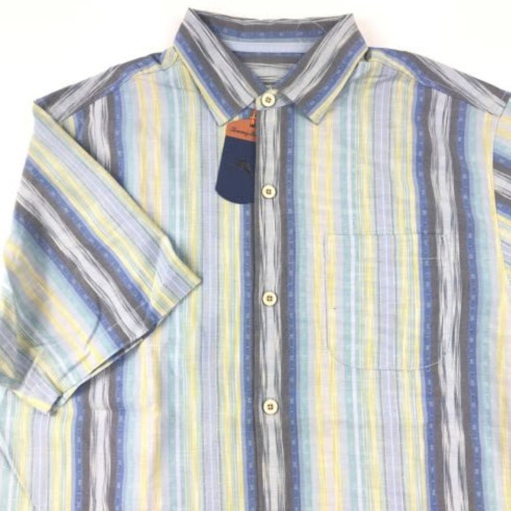 Tommy Bahama Camp Shirt Stripe Silk Medium